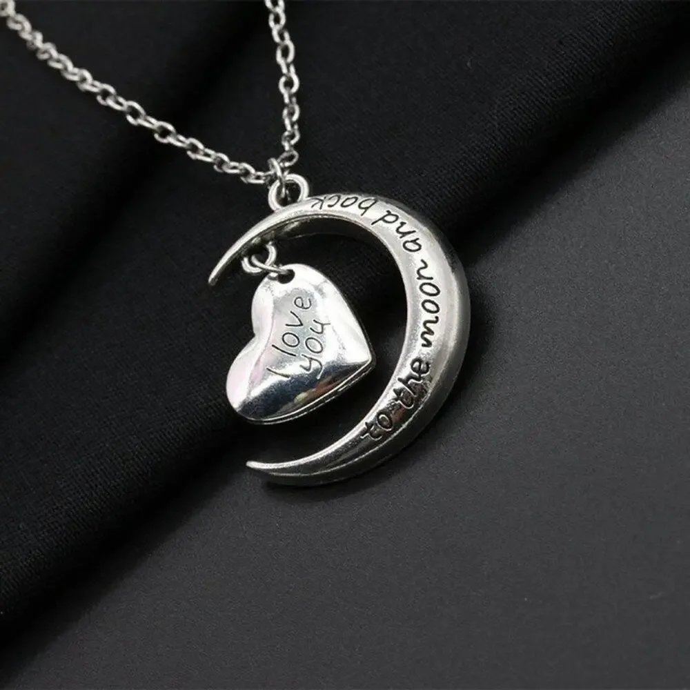 Couple Necklace I Love You Moon Heart‎ Love Necklace Clavicle Chain Boho Chic